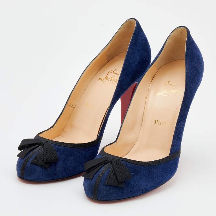 Christian Louboutin Blue Suede Lavalliere 100 Pumps Size 40