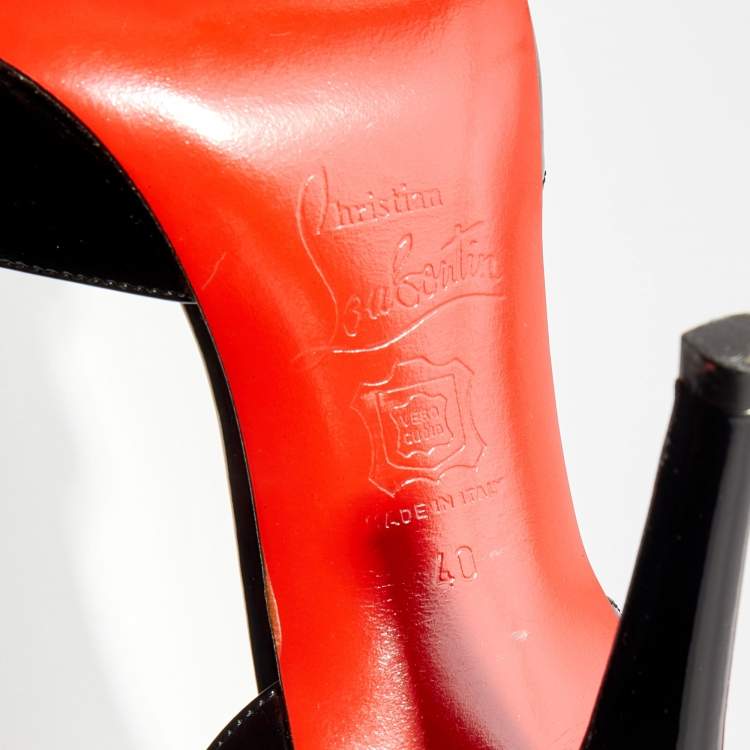 Pre Owned Christian Louboutin Black Patent Leather Jolie-Noeud D'orsay Pumps Size 40