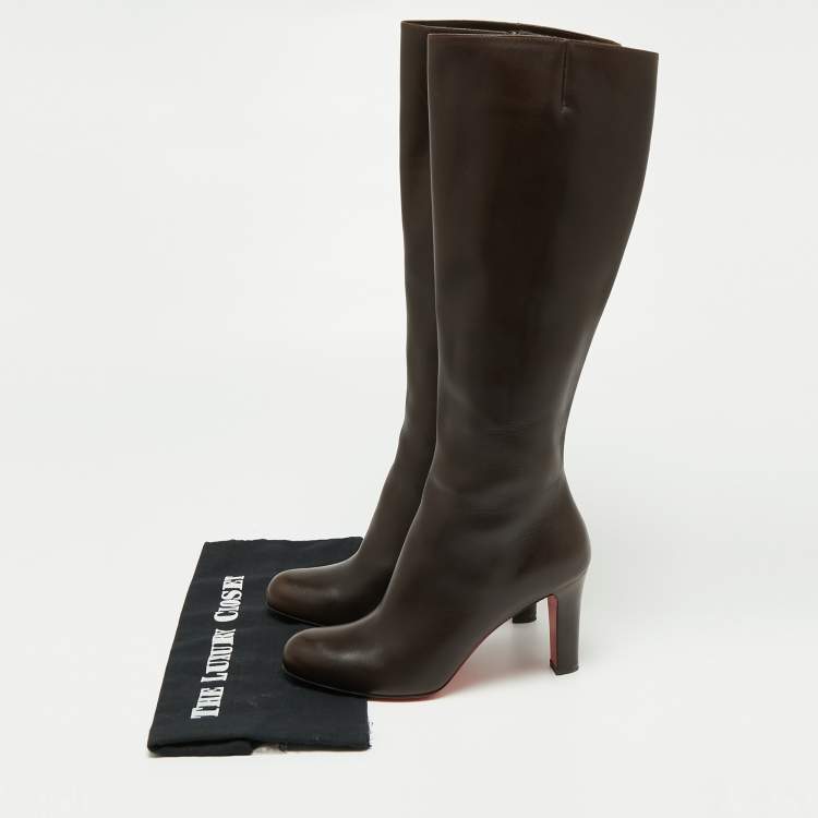 مملوكة مسبقًا Christian Louboutin Brown Leather Knee Length Boots Size 38