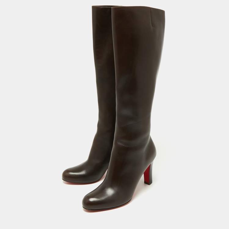 Louis Vuitton Brown Suede Knee High Flat Boots w Fringe PRELOVED EU 38