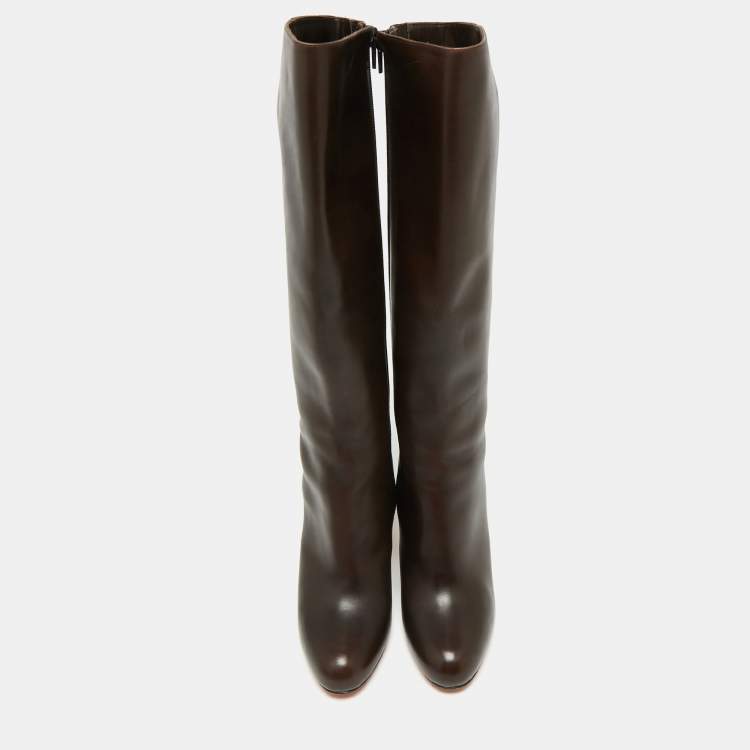 مملوكة مسبقًا Christian Louboutin Brown Leather Knee Length Boots Size 38
