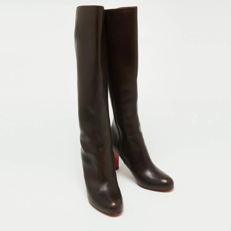 مملوكة مسبقًا Christian Louboutin Brown Leather Knee Length Boots Size 38