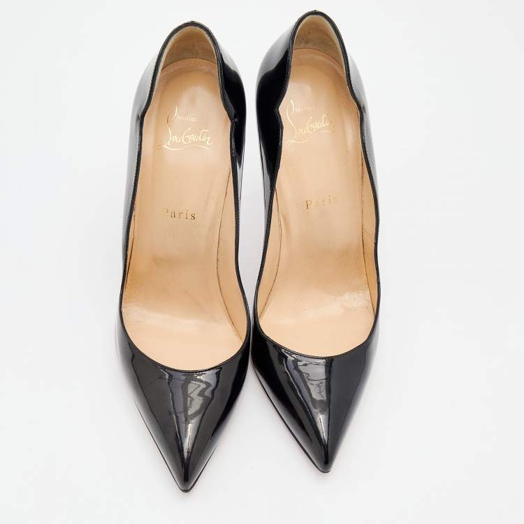 Pre Owned Christian Louboutin Black Patent Leather Hot Chick Pointed Toe Pumps Size 40