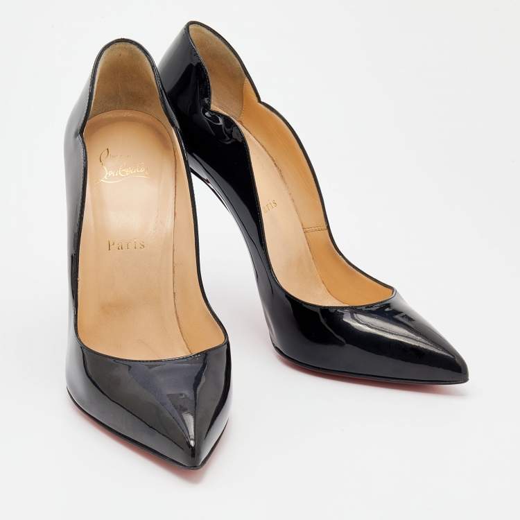Pre Owned Christian Louboutin Black Patent Leather Hot Chick Pointed Toe Pumps Size 40