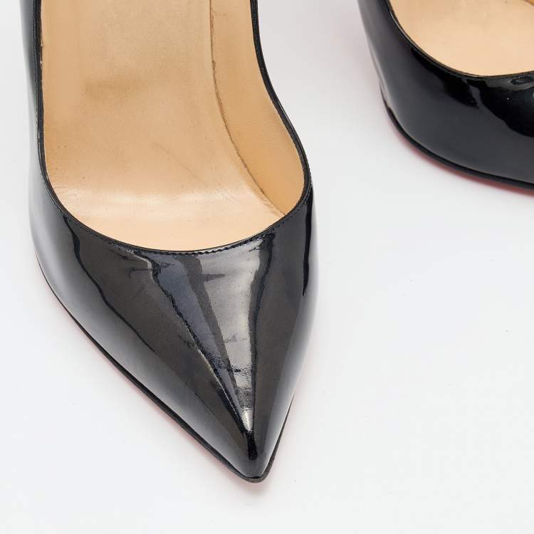 Pre Owned Christian Louboutin Black Patent Leather Hot Chick Pointed Toe Pumps Size 40