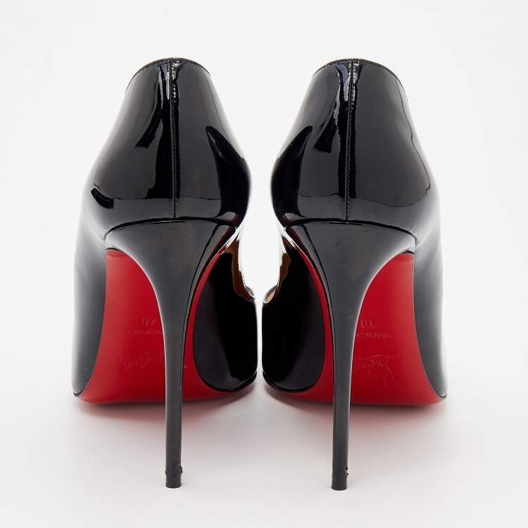 Pre Owned Christian Louboutin Black Patent Leather Hot Chick Pointed Toe Pumps Size 40
