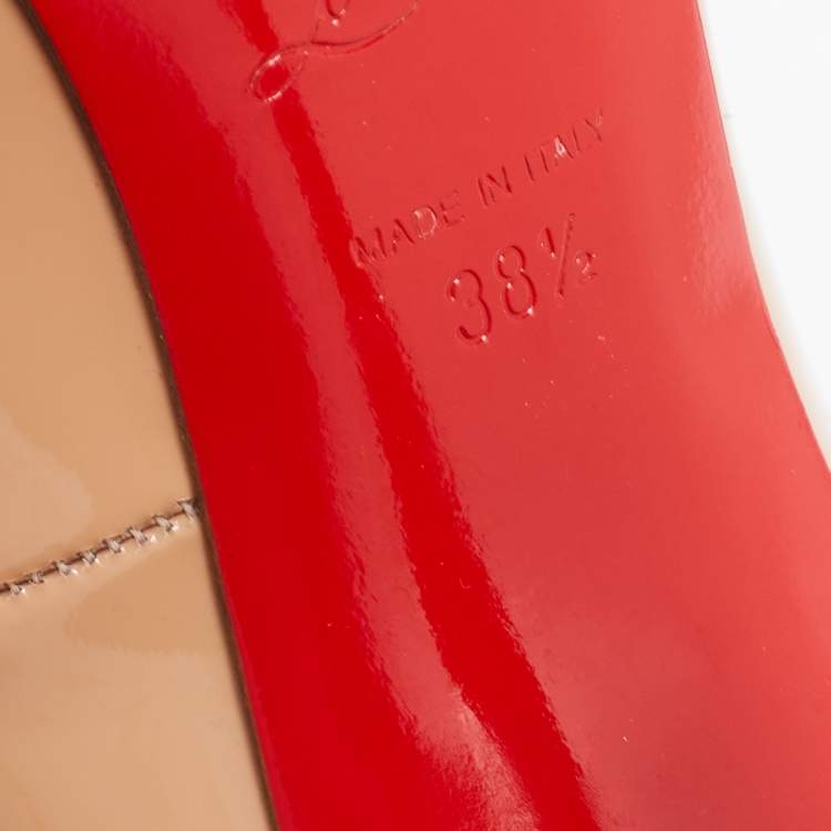 Pre Owned Christian Louboutin Beige Patent Leather So Kate Pointed Toe Pumps Size 38.5