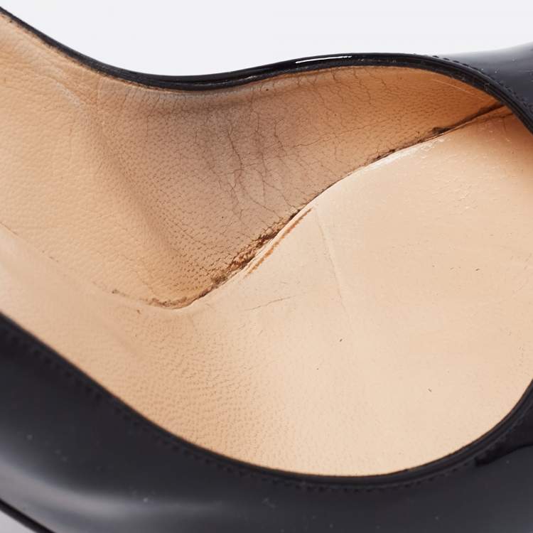 Pre Owned Christian Louboutin Black Patent Leather Bianca Platform Pumps Size 39.5