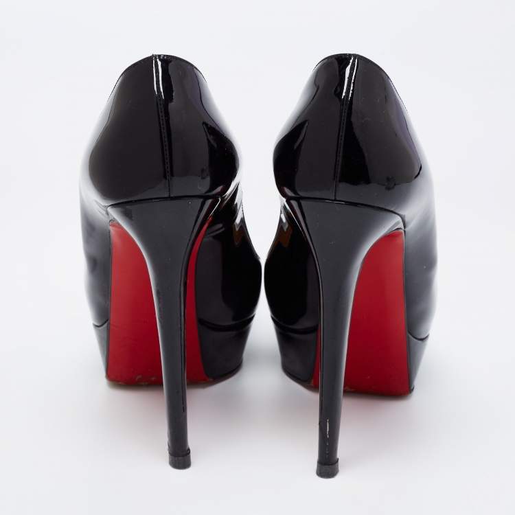 Pre Owned Christian Louboutin Black Patent Leather Bianca Platform Pumps Size 39.5