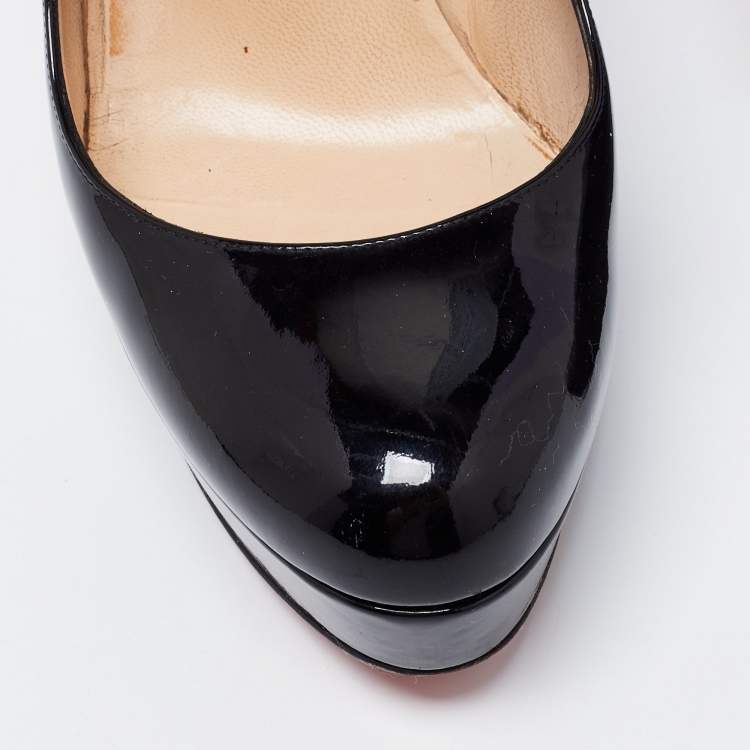 Pre Owned Christian Louboutin Black Patent Leather Bianca Platform Pumps Size 39.5