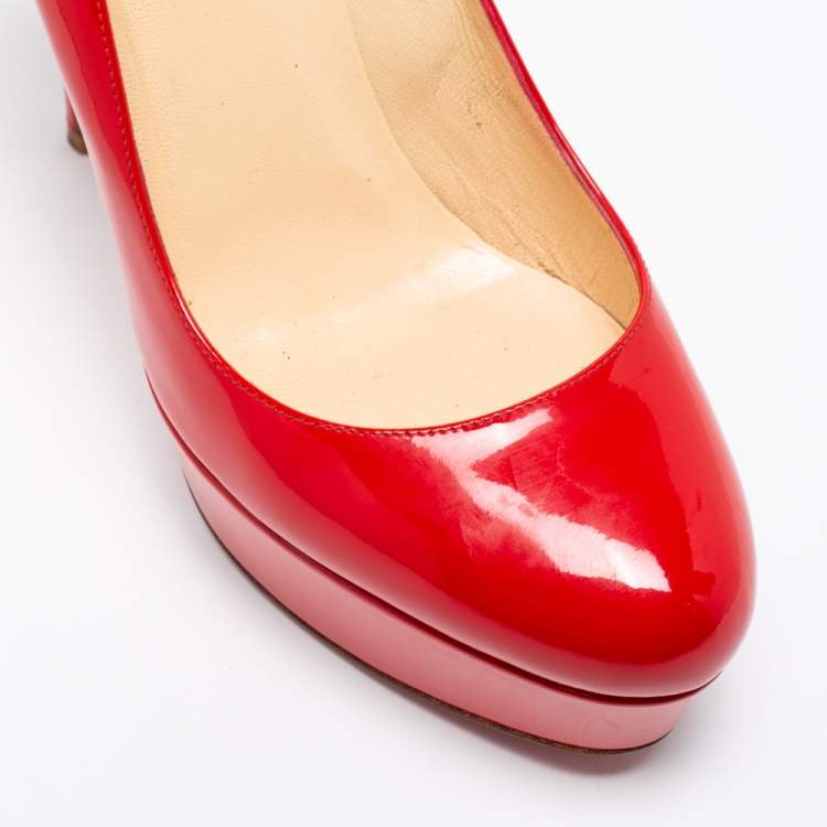 Pre Owned Christian Louboutin Red Patent Leather Bianca Platform Pumps Size 39
