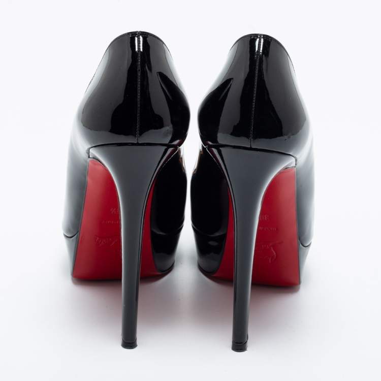 Pre Owned Christian Louboutin Black Patent Leather Bianca Platform Pumps Size 39.5