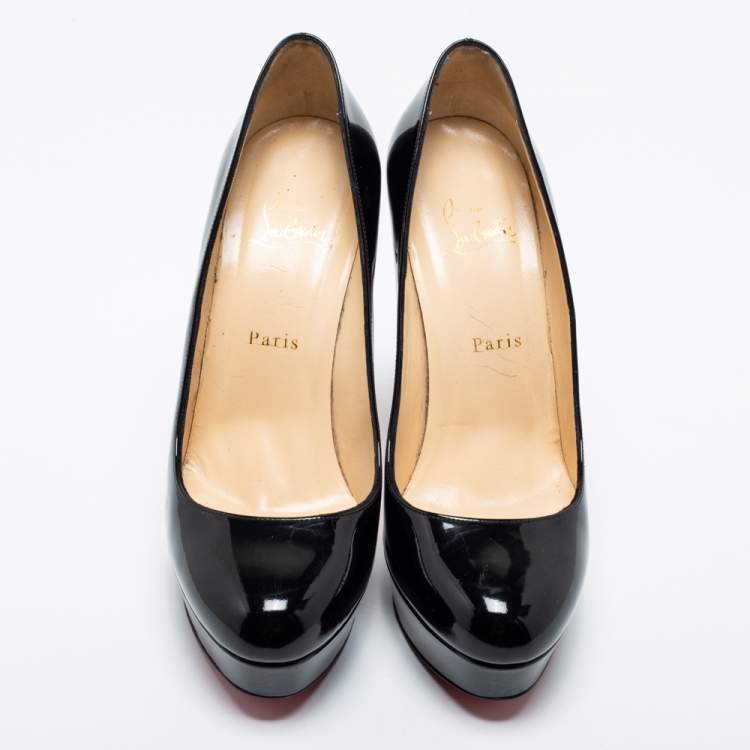 Pre Owned Christian Louboutin Black Patent Leather Bianca Platform Pumps Size 39.5