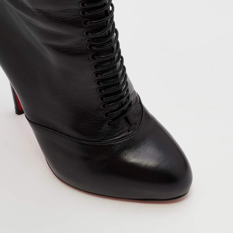 Pre Owned Christian Louboutin Black Leather Mado Over-the-Knee Boots Size 38