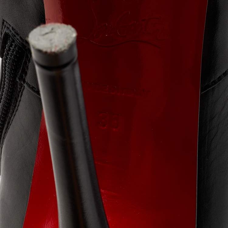 Pre Owned Christian Louboutin Black Leather Mado Over-the-Knee Boots Size 38