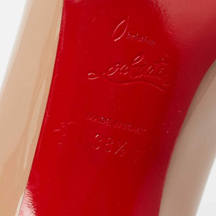 Pre Owned Christian Louboutin Beige Patent Leather Pigalle Pumps Size 38.5