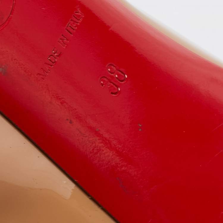 مملوكة مسبقًا Christian Louboutin Beige Patent Leather You You Peep Toe Pumps Size 38