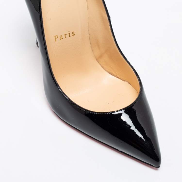 Pre Owned Christian Louboutin Black Patent Leather Pigalle Pumps Size 36.5