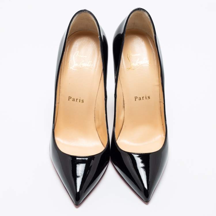 Pre Owned Christian Louboutin Black Patent Leather Pigalle Pumps Size 36.5