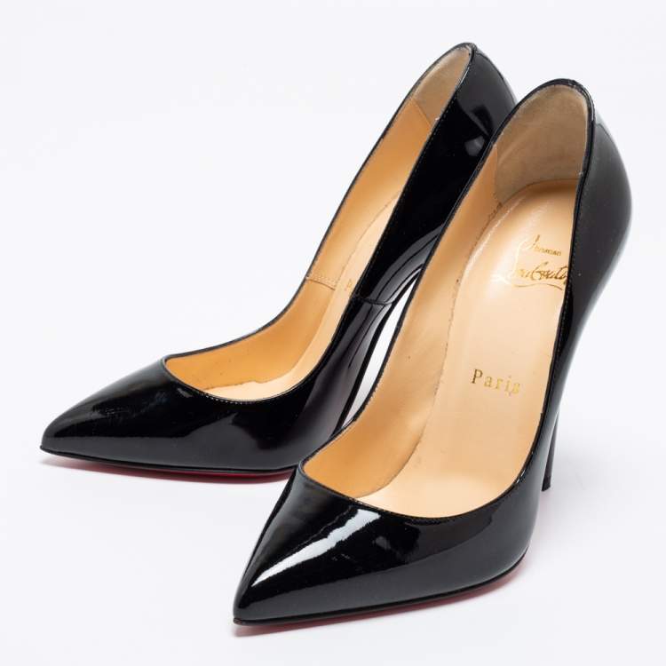 Pre Owned Christian Louboutin Black Patent Leather Pigalle Pumps Size 36.5