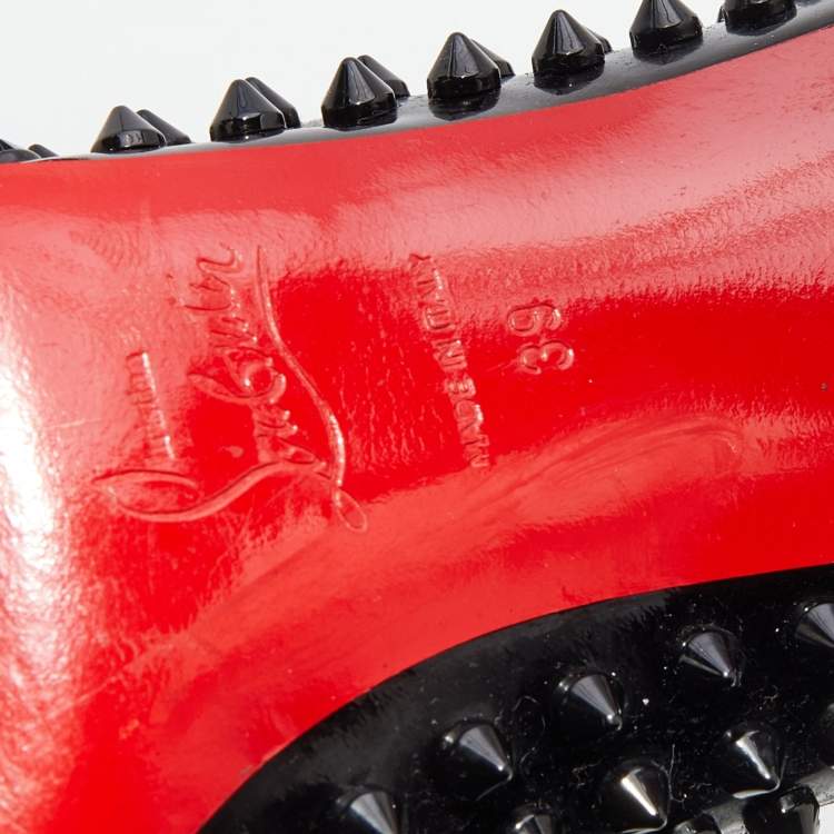 Pre Owned Christian Louboutin Black Patent Leather Pigalle Spikes Pointed Toe Pumps Size 39