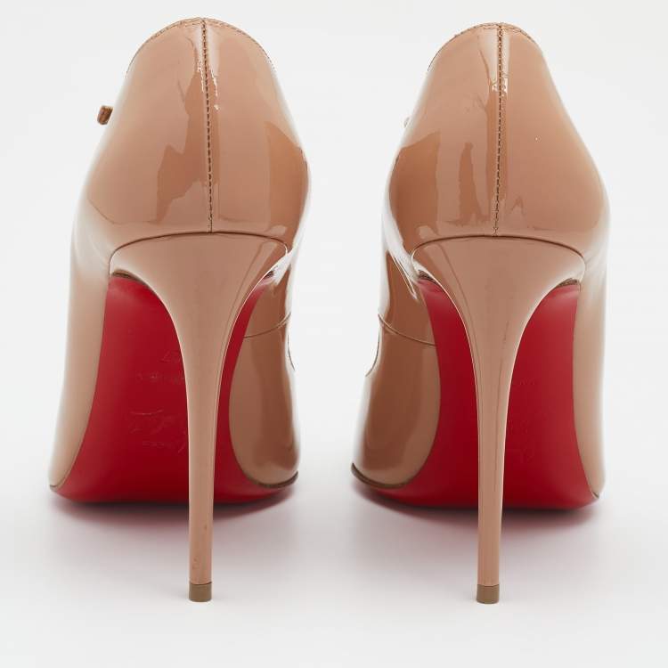 Pre Owned Christian Louboutin Beige Patent Leather Tpoppins Pumps Size 37