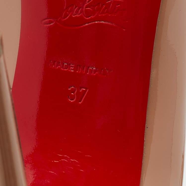 Pre Owned Christian Louboutin Beige Patent Leather Tpoppins Pumps Size 37