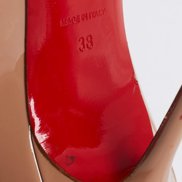 Pre Owned Christian Louboutin Beige Patent Leather So Kate Pumps Size 38