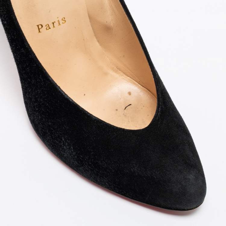 Pre Owned Christian Louboutin Black Suede Pumps Size 39.5