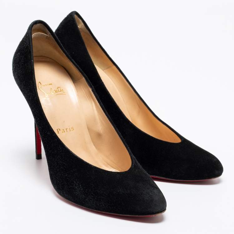 Pre Owned Christian Louboutin Black Suede Pumps Size 39.5