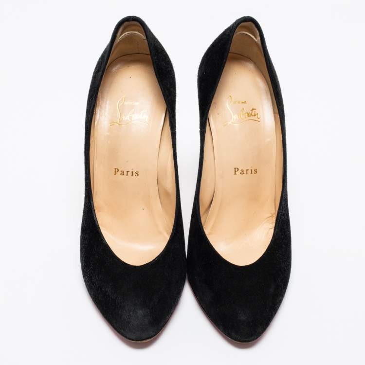 Pre Owned Christian Louboutin Black Suede Pumps Size 39.5
