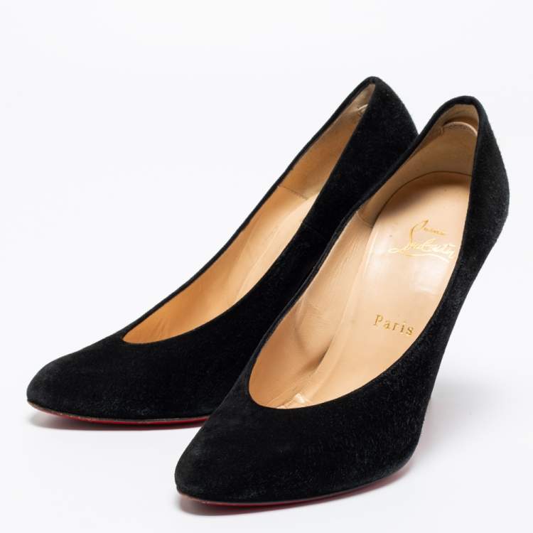 Pre Owned Christian Louboutin Black Suede Pumps Size 39.5