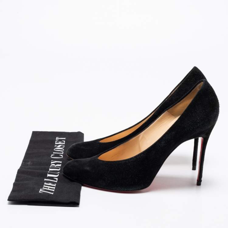 Pre Owned Christian Louboutin Black Suede Pumps Size 39.5