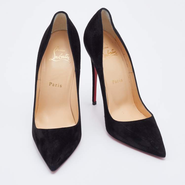 Pre Owned Christian Louboutin Black Suede Kate Pumps Size 38