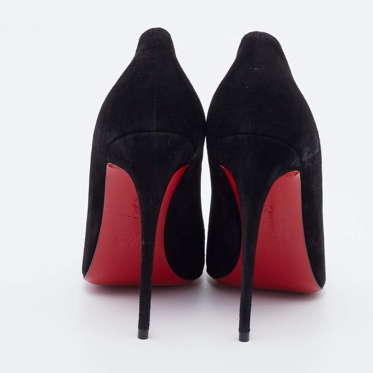Pre Owned Christian Louboutin Black Suede Kate Pumps Size 38