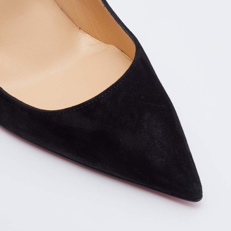 Pre Owned Christian Louboutin Black Suede Kate Pumps Size 38