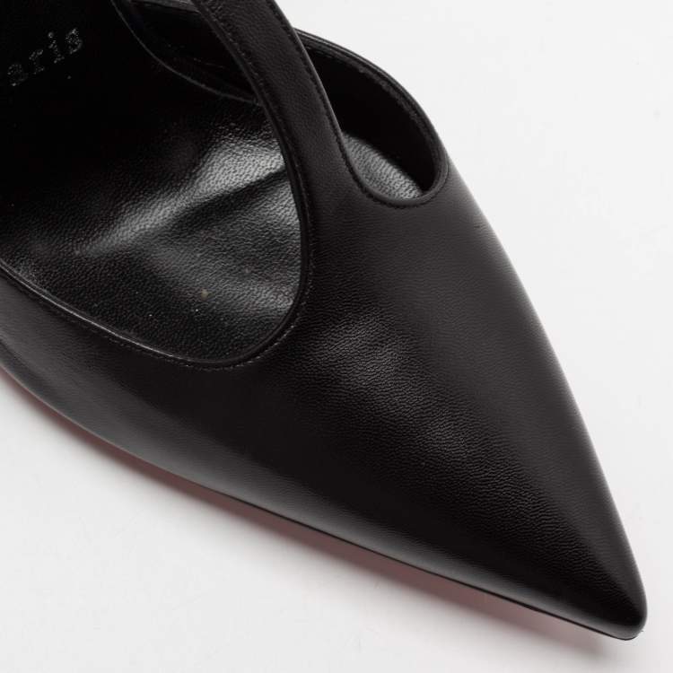 Pre Owned Christian Louboutin Black Leather Maravilla Ankle-Strap Pumps Size 36.5