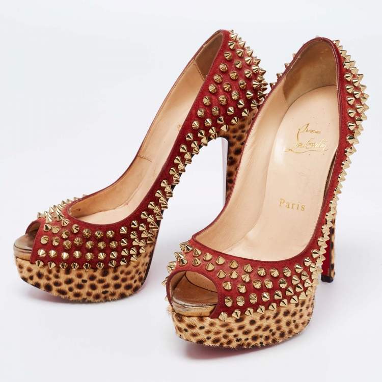 Christian Louboutin Lady Peep Spike Pumps