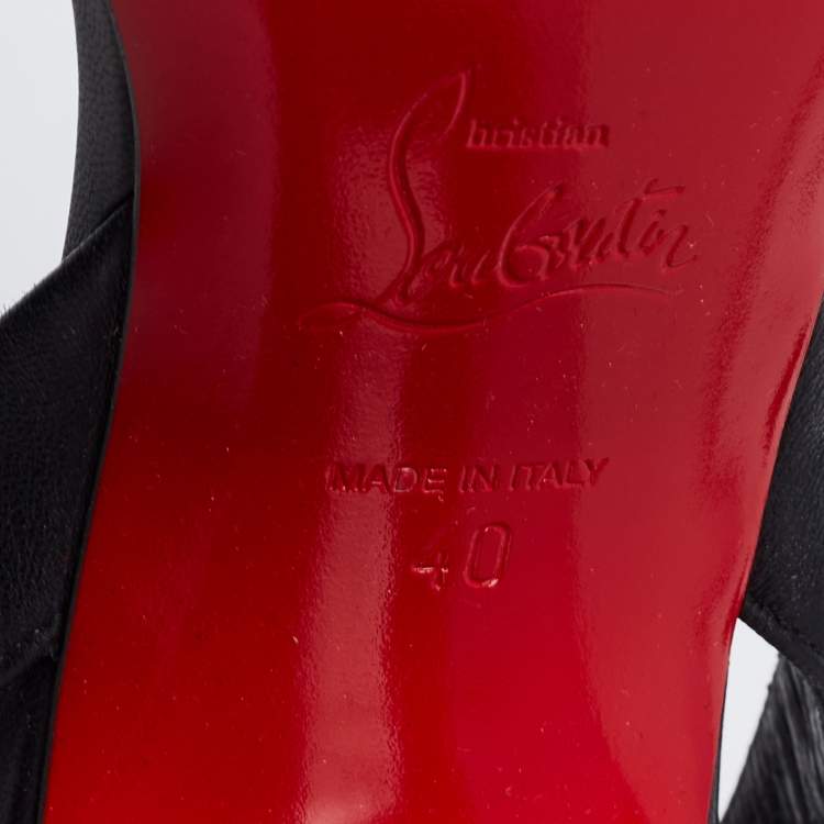 Pre Owned Christian Louboutin Black Leather Tournikouna Plexi-Heel Ankle Strap Sandals Size 40