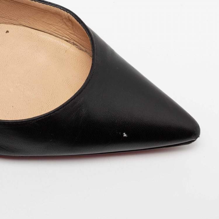 Pre Owned Christian Louboutin Black Leather Zappa Spikes Pumps Size 40