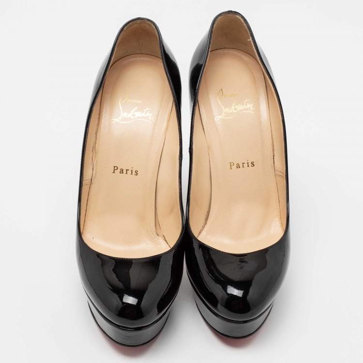 Pre Owned Christian Louboutin Black Patent Leather Bianca Platform Pumps Size 38.5