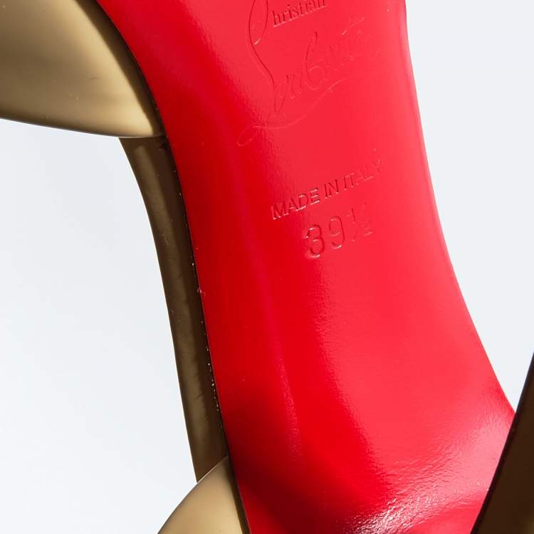 Pre Owned Christian Louboutin Pale Yellow Patent Leather Madame Claude 120 Peep-Toe Pumps Size 39.5