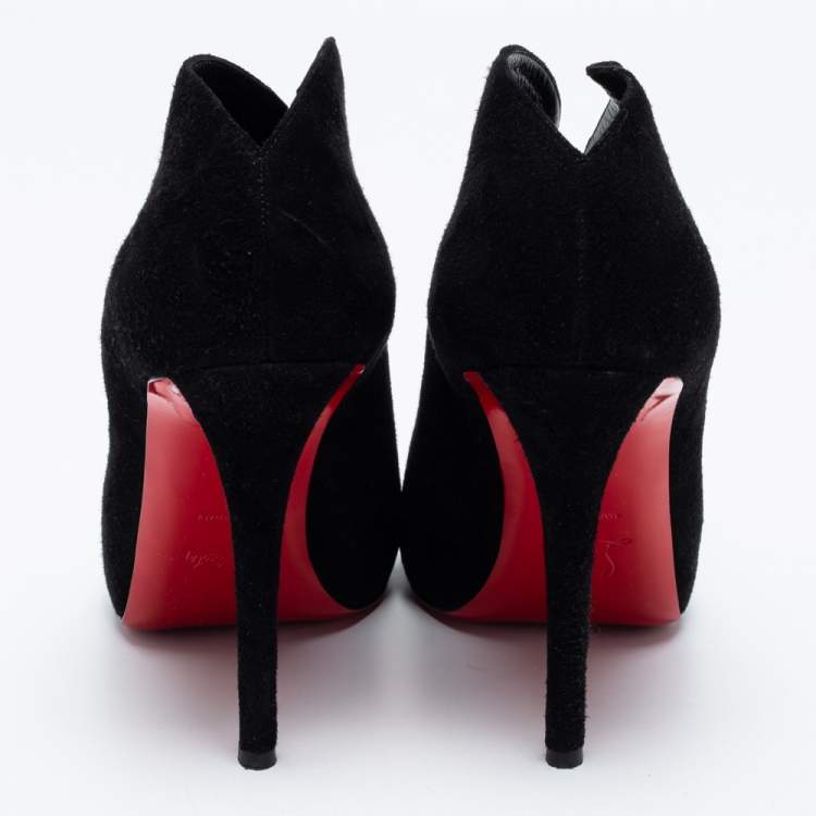 Pre Owned Christian Louboutin Black Suede Chester Fille Ankle Booties Size 41