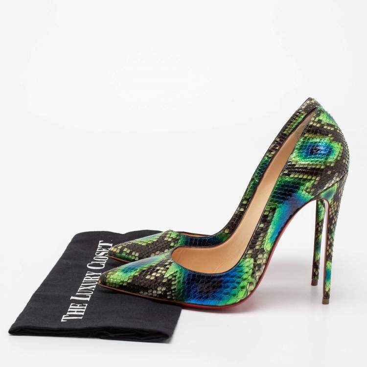 Pre Owned Christian Louboutin Tri Color Snakeskin Leather So Kate Pumps Size 41