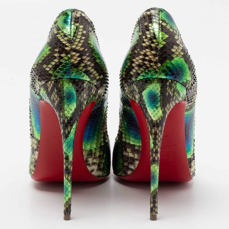 Pre Owned Christian Louboutin Tri Color Snakeskin Leather So Kate Pumps Size 41