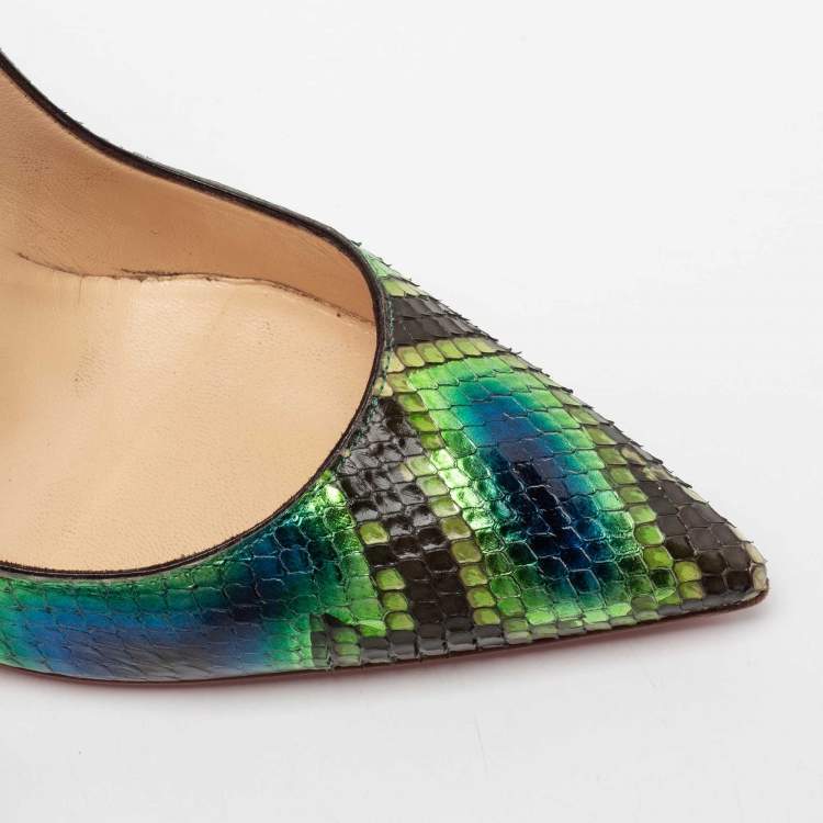 Pre Owned Christian Louboutin Tri Color Snakeskin Leather So Kate Pumps Size 41
