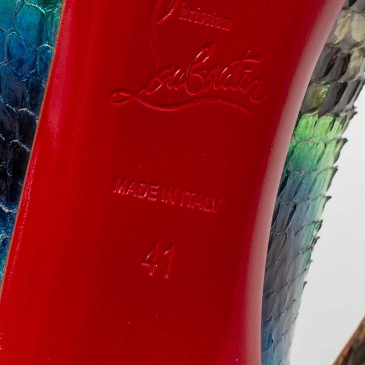 Pre Owned Christian Louboutin Tri Color Snakeskin Leather So Kate Pumps Size 41
