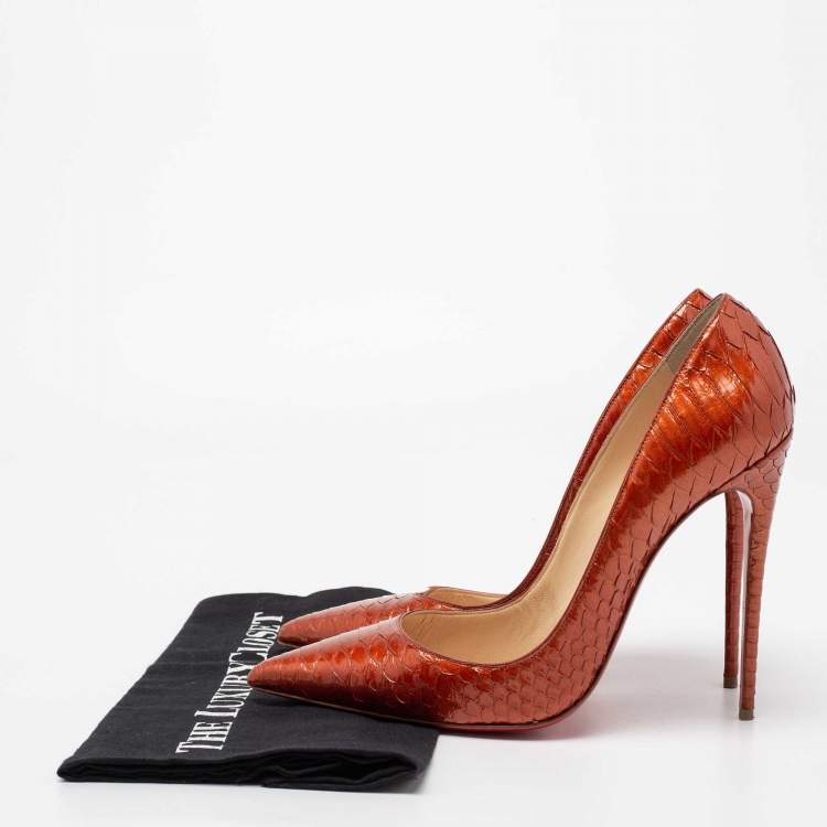 Pre Owned Christian Louboutin Rust Python Leather So Kate Pumps Size 41