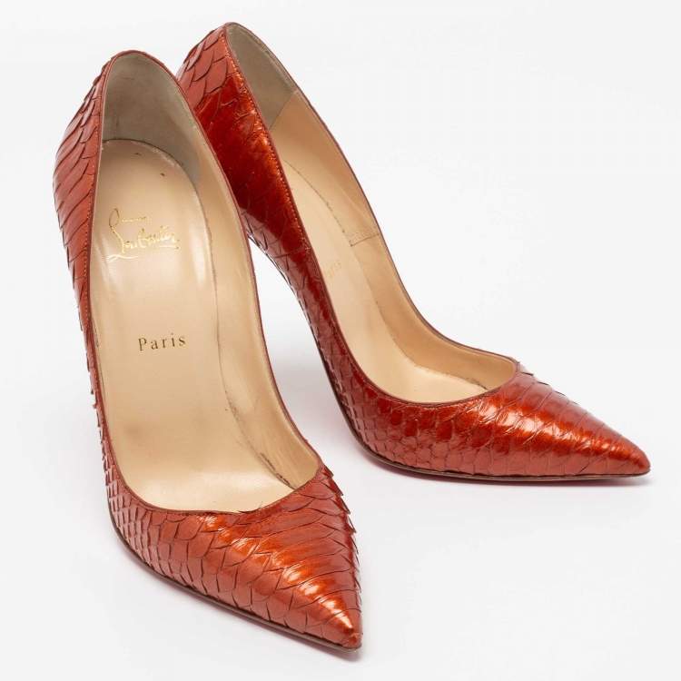 Pre Owned Christian Louboutin Rust Python Leather So Kate Pumps Size 41