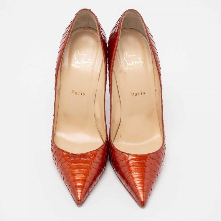 Pre Owned Christian Louboutin Rust Python Leather So Kate Pumps Size 41